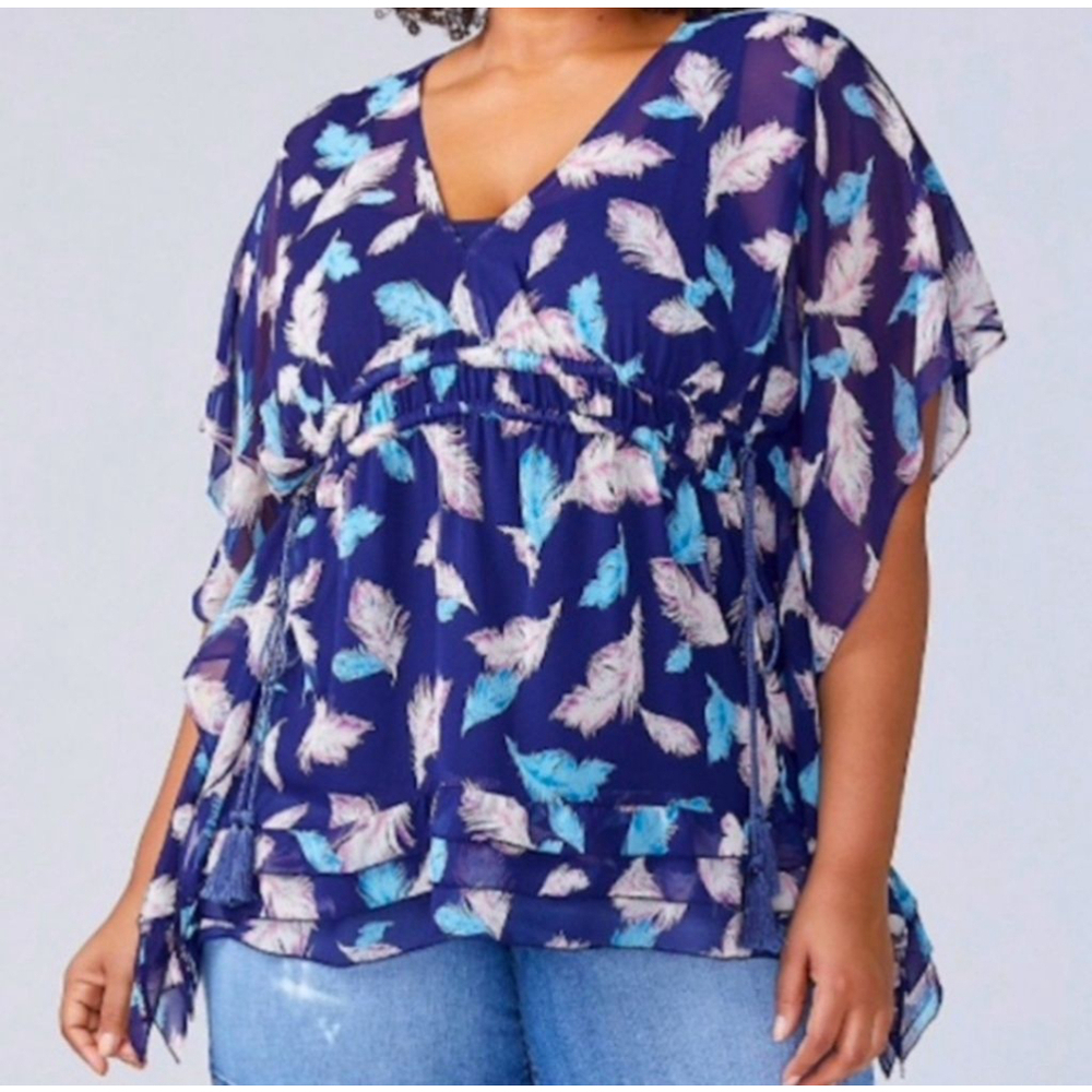 Lane Bryant Feather Sheer Blouse Size 26W NWT